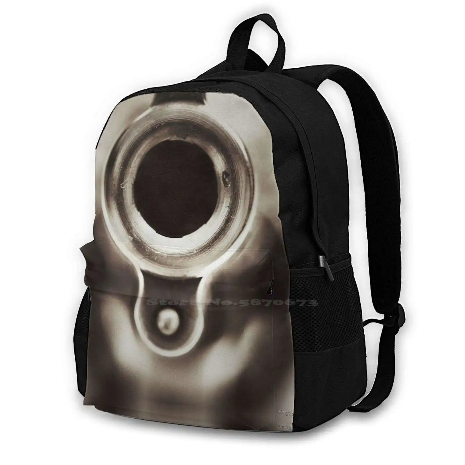 Snub Nose Rucksack Knapsack Storage Bag Backpack Guns 38 Special Handguns Conceal Weapons Black And White Self Defense Close Up