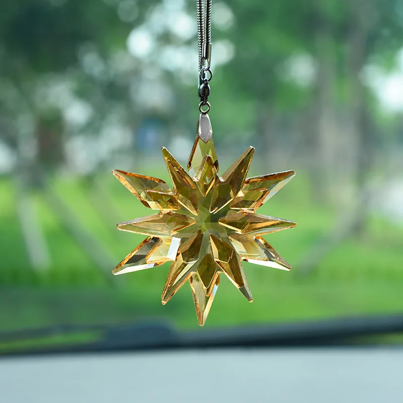 Top Quality Crystal Snowflake Crystal Figurines Hanging Suncatcher Car Hanging Ornament Wedding Home Garden Decor Chrismas Gifts