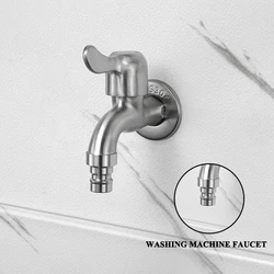 G1/2 High Quality Stainless Steel Wall Mounted Brushed Finish Bibcock Washing Machine Mop Pool Single Cold Water Garden Faucet