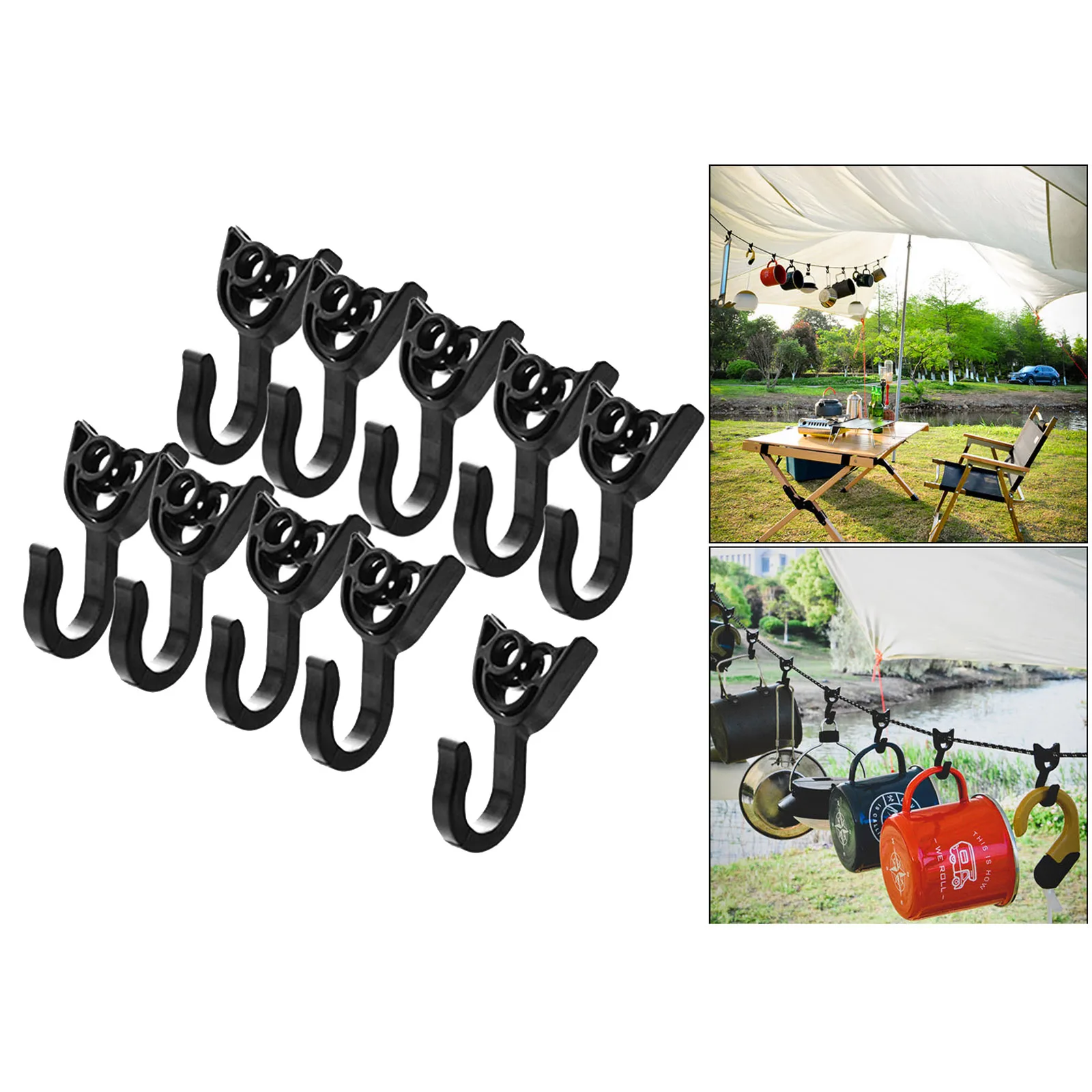 10xOutdoor Camping Tent Pole Hook Lamp Camper Awning Light Accessory Holders