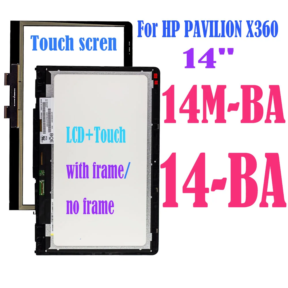 14.0'' Touch Digitizer Replacement for HP PAVILION X360 14M-BA 14-ba Series Touch Screen Digitizer Panel LCD Display Assembly