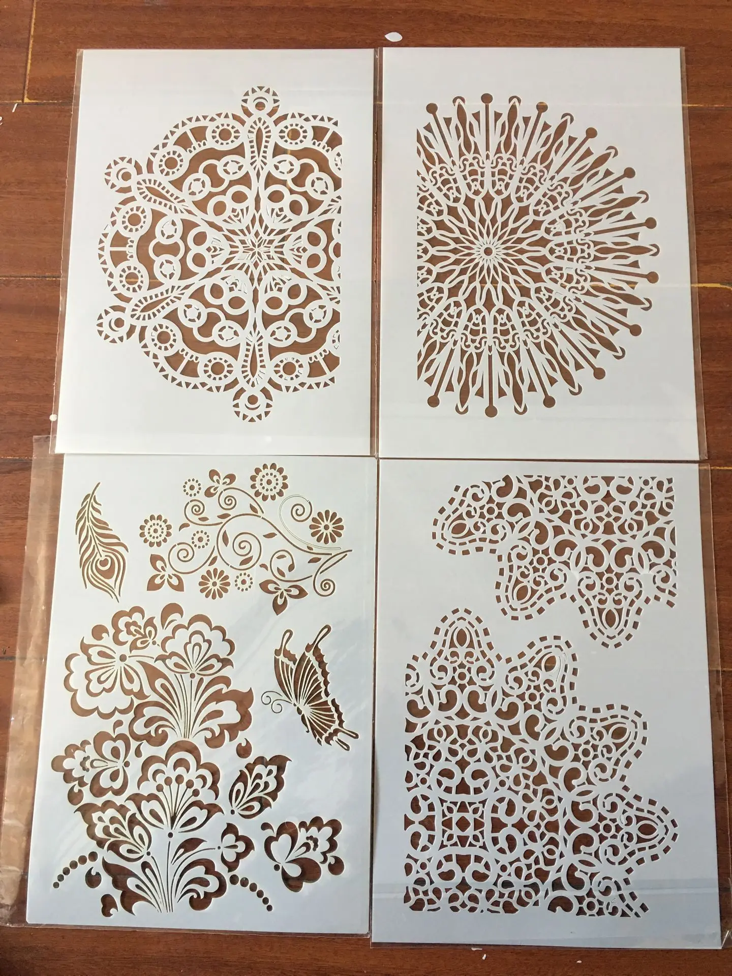 4pcs / set A4 Sun flower butterfly Stencils Painting Coloring Embossing Scrapbook Album Decorative Template