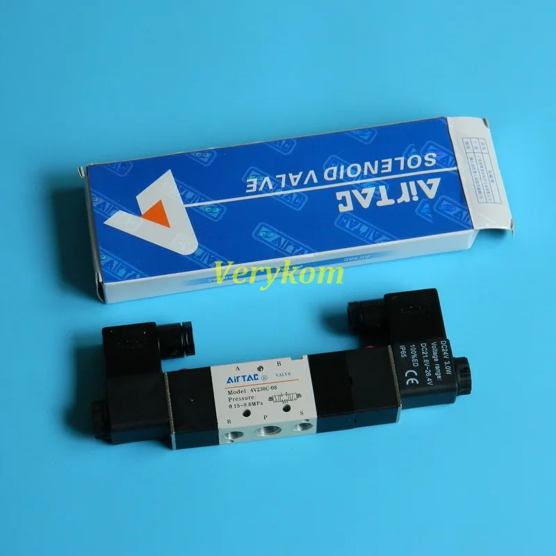 Pneumatic 5 Way 5/3 Double Solenoid Valve 4V230C-08 4V330C-10 4V230E-08 Center Closed Exhaust 12V 24V DC 110V 220v 5/3 3 Pos