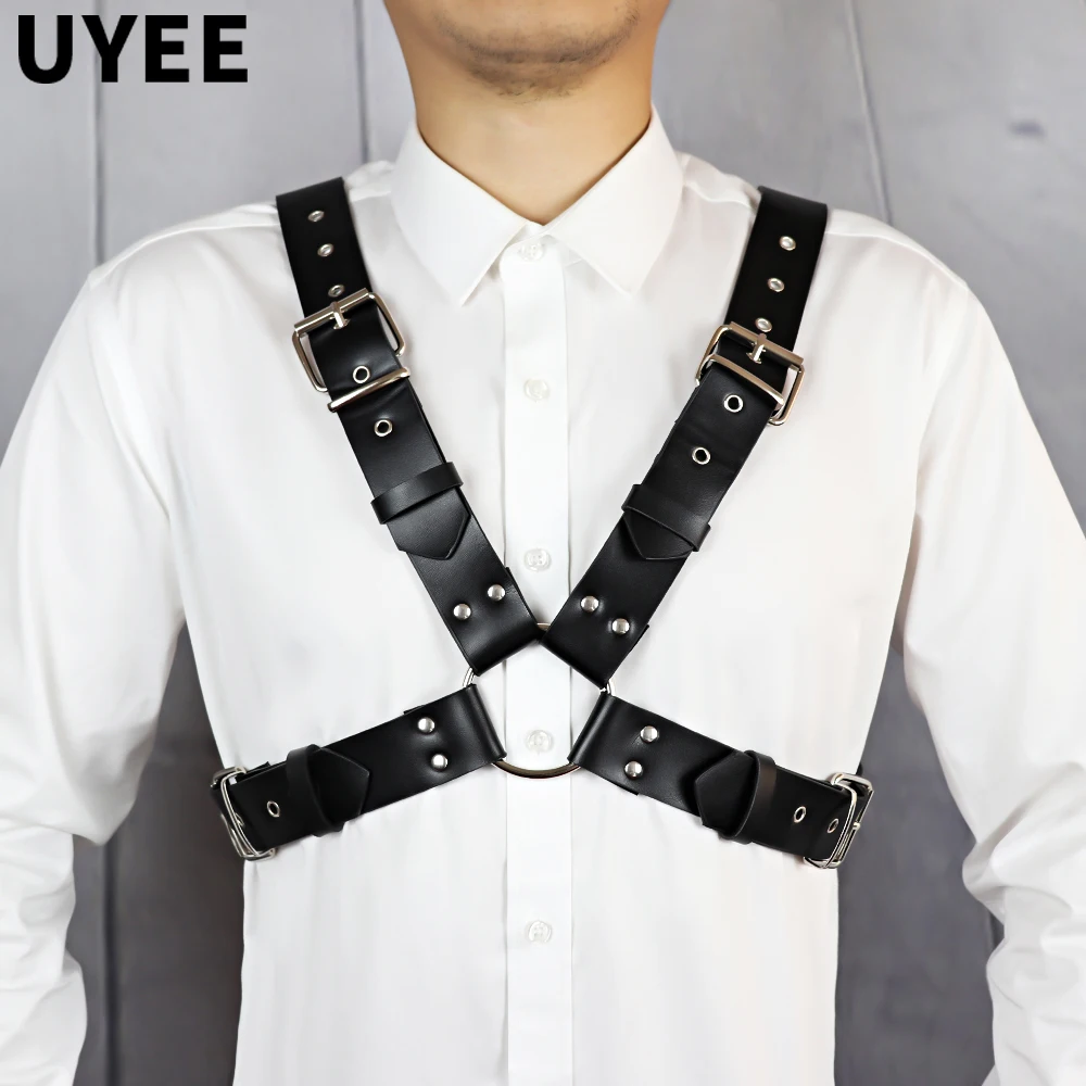 UYEE – ceintures de harnais pour hommes BDSM, Bondage Gay, poitrine, Cage, sangle, hauts fétichistes exotiques, Costume Rave pour adultes