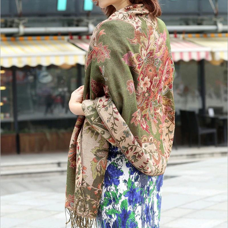 Ethnic style scarf shawl soft scarfs oversized printing fashion fringe long cotton and linen scarf cloak All-match new arrival