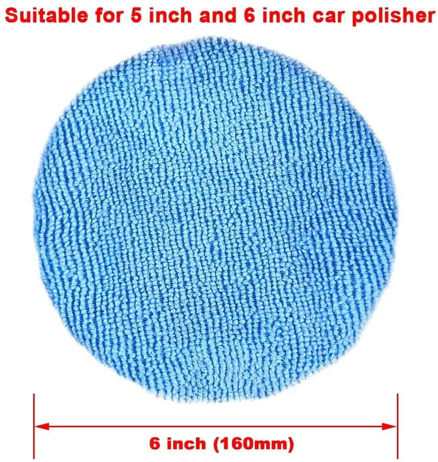 Bonnets de pulido (5 a 6 pulgadas), almohadillas de microfibra suave para el capó, para la limpieza del encerado del coche