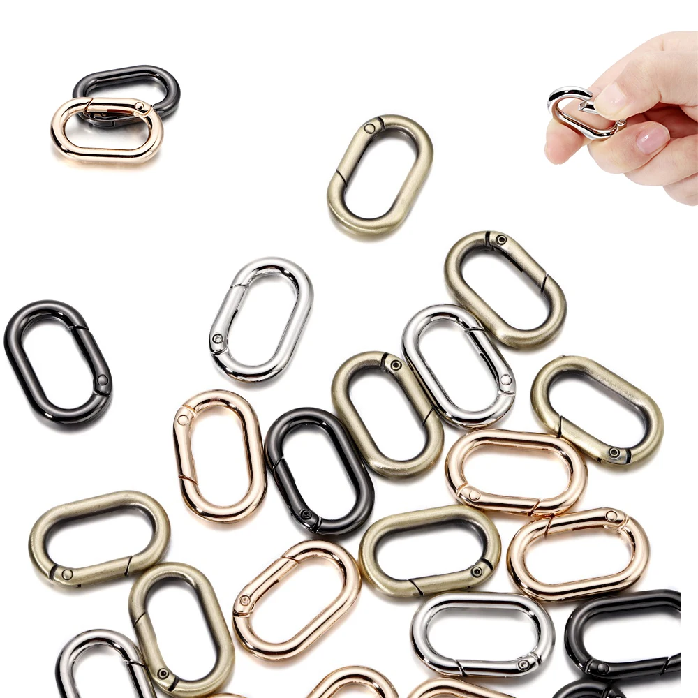 5Pcs/Lot Metal Oval Ring Spring Clasps  Dog Chain Buckles Connector Openable Backpacks Keychain Bag Clips Hook for DIY Jewelry