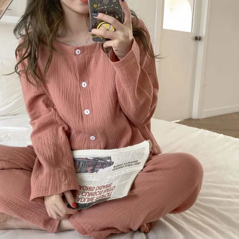 Maternity Pajamas Long Sleeve Breastfeeding Suit Comfortable Plus Size Loose Pajamas Waist Adjustable Trousers Home Service