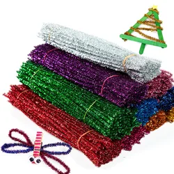 98pcs Glitter Chenille Stems Pipe Cleaners Plush Tinsel Wired Sticks Kids Toys Handicrafts DIY Child Creative Handmade Materials