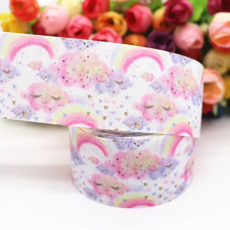10 Yards 1,5'' (38MM) Regenbogen-, Wolken-Bedruckte Grosgrain-Bänder für Haarschleifen DIY Handarbeitsmaterialien Y19082301 – Detail 5