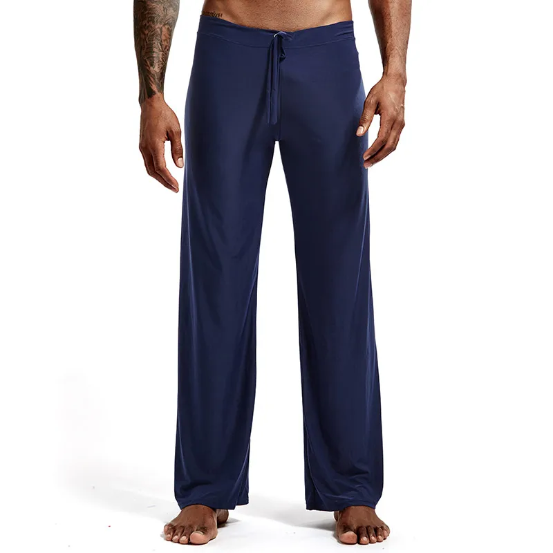 Bas de sommeil soyeux pour hommes avec string de proximité, pyjamas, pantalons de détente, vêtements de nuit confortables pour hommes, pantalons