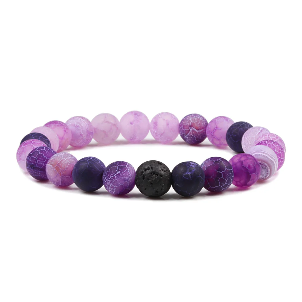1-2PCS Natural Lava Stone Beaded Bracelets Set