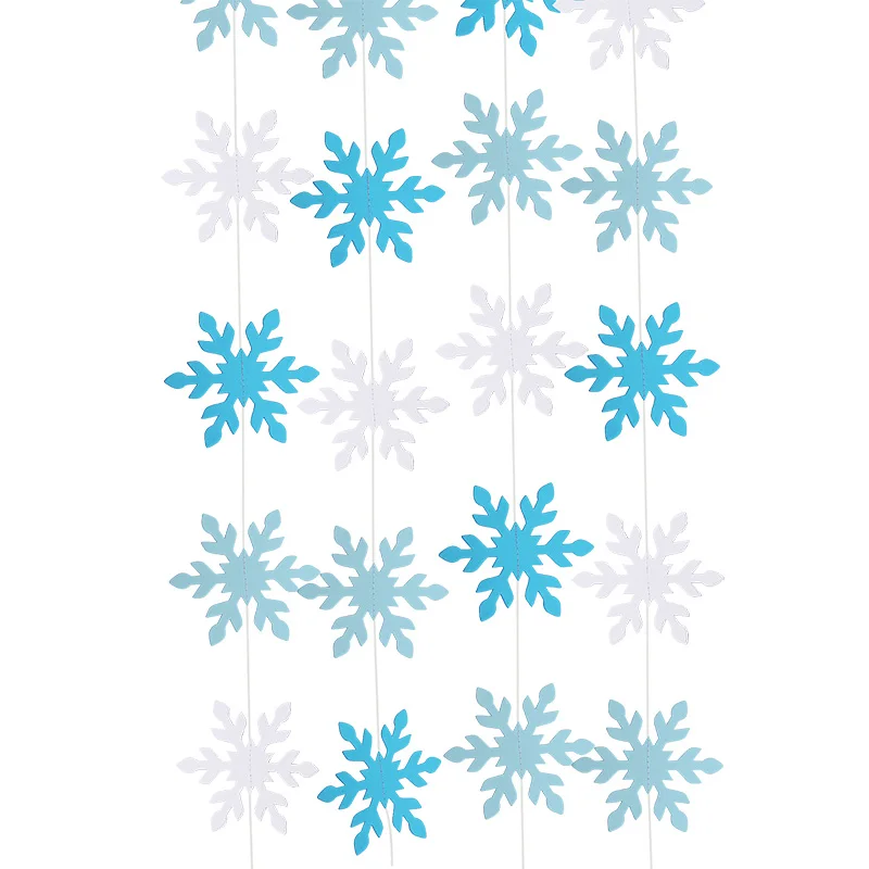 

1Pcs Snowflake Winter Birthday Decorations Christmas Hanging White Blue Snowflake Banner Xmas Party Decor Supplies