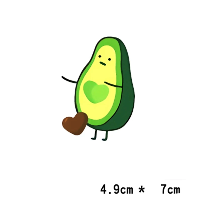 Cartoon Avocado kids żelazko na gorąco druk transferowy naszywki naszywki na ubrania DIY owoce Kawaii zmywalny a-level Thermal Applique