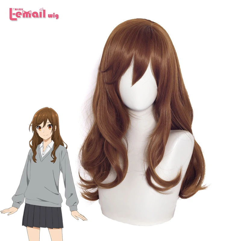 L-e-mail parrucca capelli sintetici Horimiya Kyouko Hori parrucca Cosplay 55cm lungo marrone onda sciolta parrucche Cosplay parrucca resistente al calore