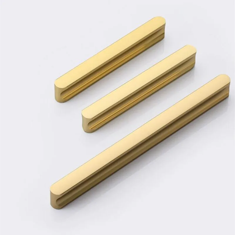 KK&FING Simple Style Gold Aluminum Alloy Kitchen Furniture Handle Cabinet Door Handles Drawer Pulls Cupboard Door Knobs Hardware