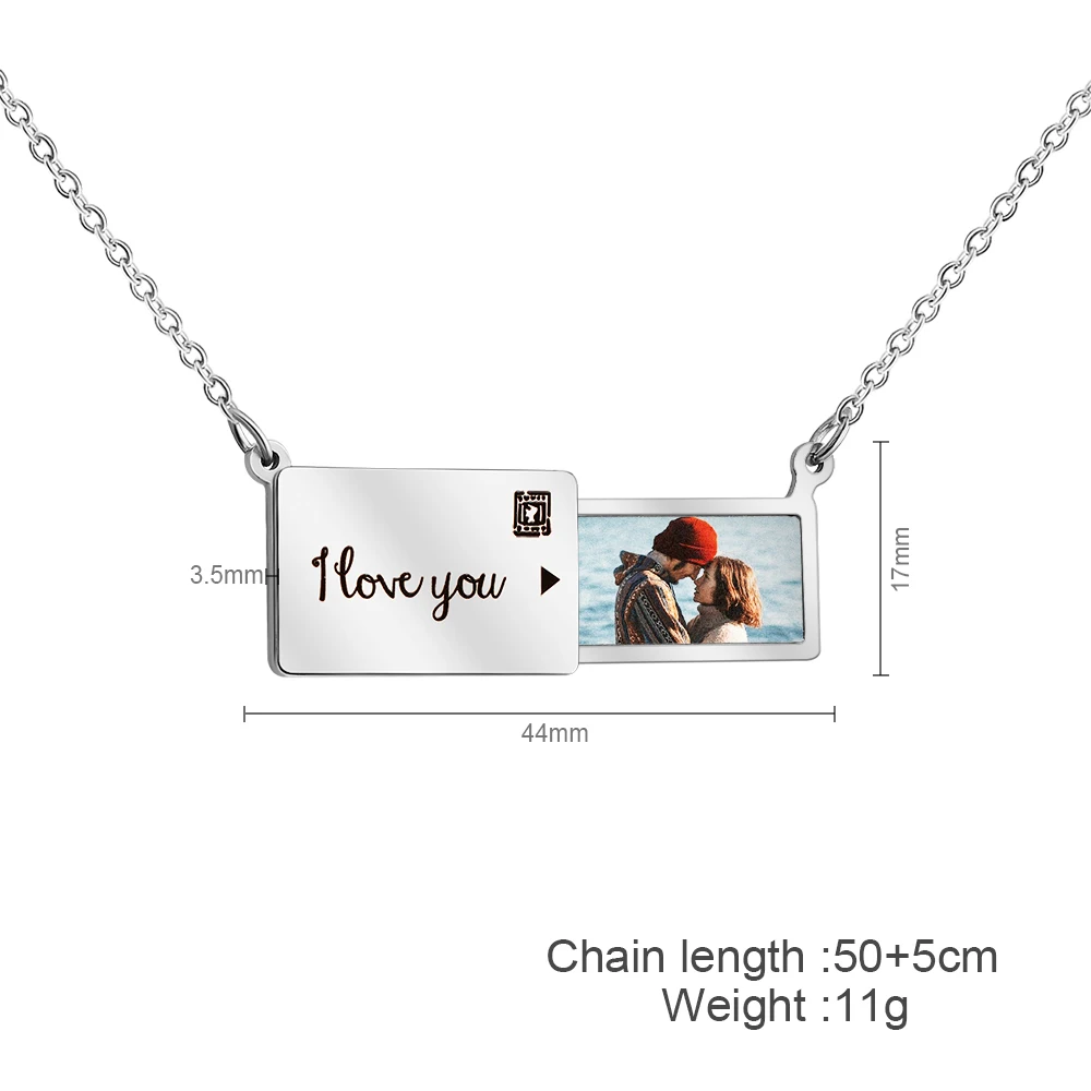 MaiLun Benutzerdefinierte Foto Nachricht Umschlag Halskette Edelstahl Umschlag Anhänger Halskette Schmuck Geschenk für Freundin – Detail 1