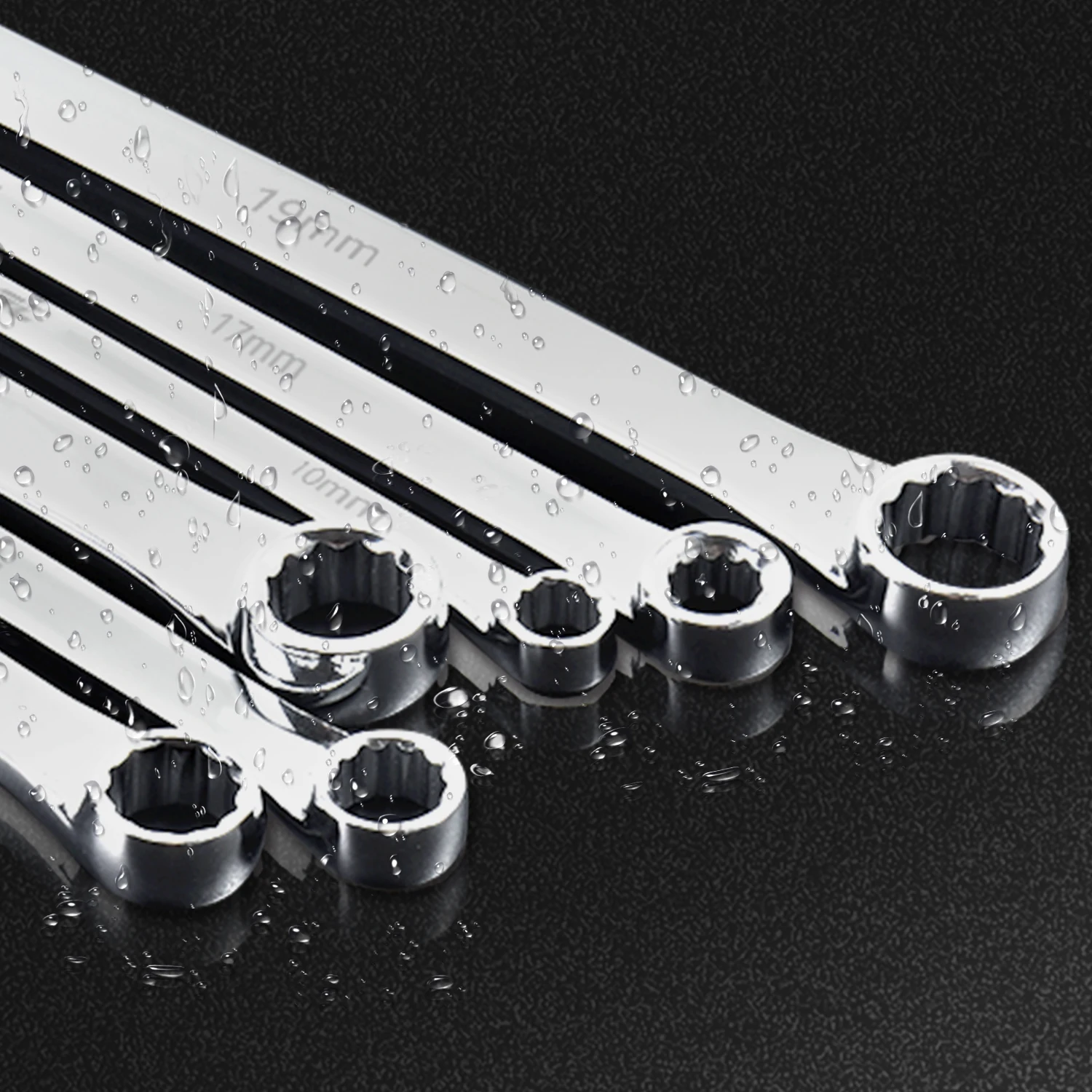 EZARC-엑스트라 롱 박스 엔드 렌치 세트 6 개, 8mm-19mm, 미터법 조합, 튼튼한 항공 스패너, CRV, 자동차 수리용