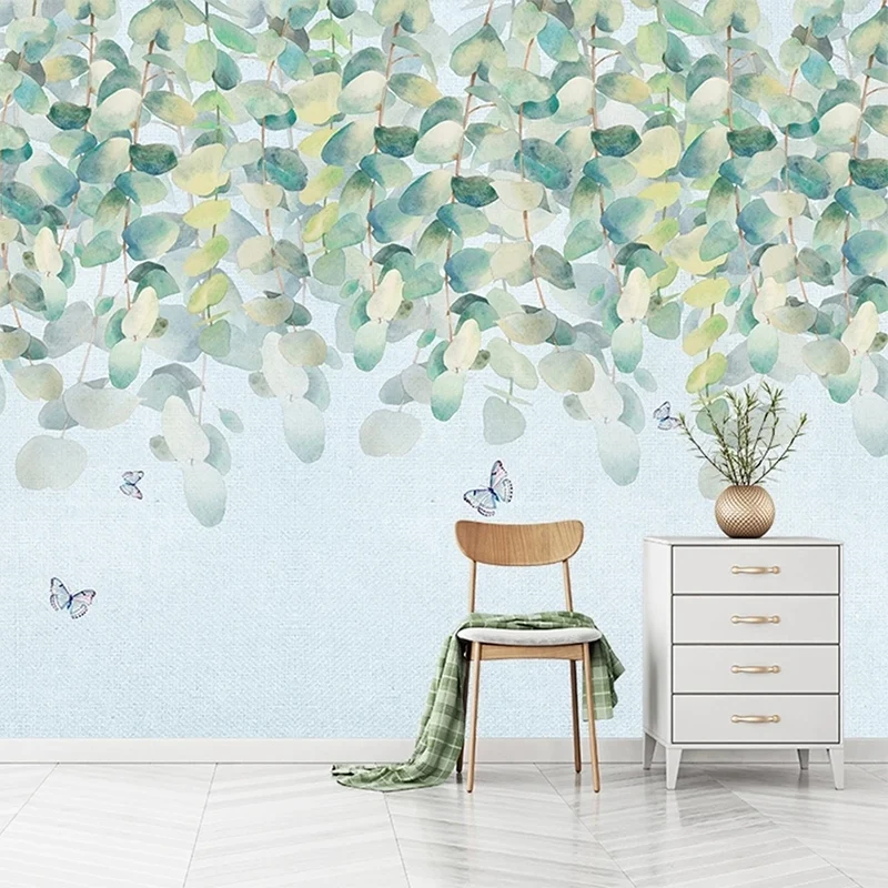 Custom 3D Wallpaper Modern Green Leaf Murals Romantic Watercolor Painting Living Room TV Sofa Bedroom Wall Sticker Papel De Pare