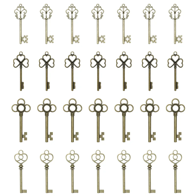 Vintage Mixed Skeleton Keys Flying Keys Charms Antique Bronze Alloy Metal Pendants For DIY Handmade Jewelry Accessories Making