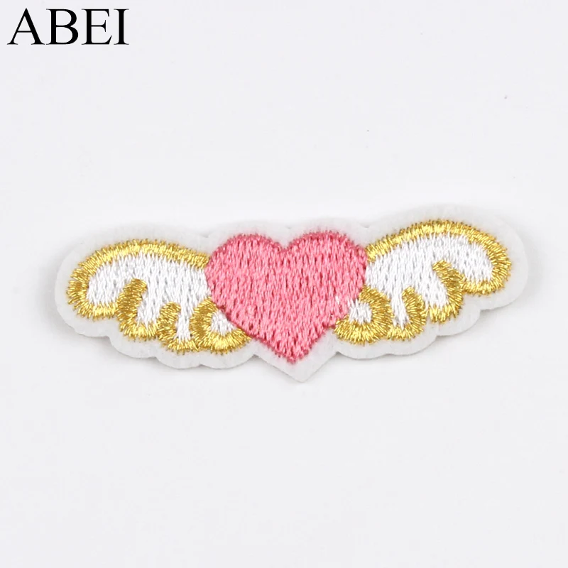 10pcs Cartoon Angel Wings Heart Patches Iron On Cartoon Stickers DIY Sewing Girls Clothes Backpack Shoes Bags Badge Appliques