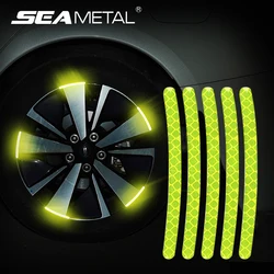 20pcs Wheel Hub Reflective Stickers Anti Scratch Auto Body Decorative Rim Tape Strips Warning Passing FOR Car Motorcycle Bicycle