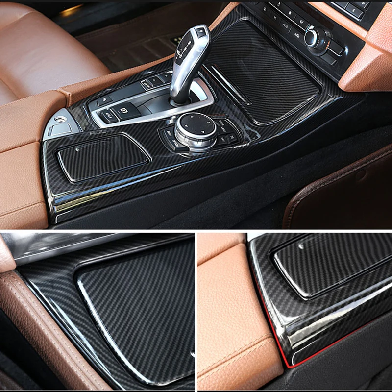 For BMW 5 Series F10 520li 525li 530li 11-17 Center Console Gear Shift Panel Cover Trim ABS carbon fiber texture Car Accessories
