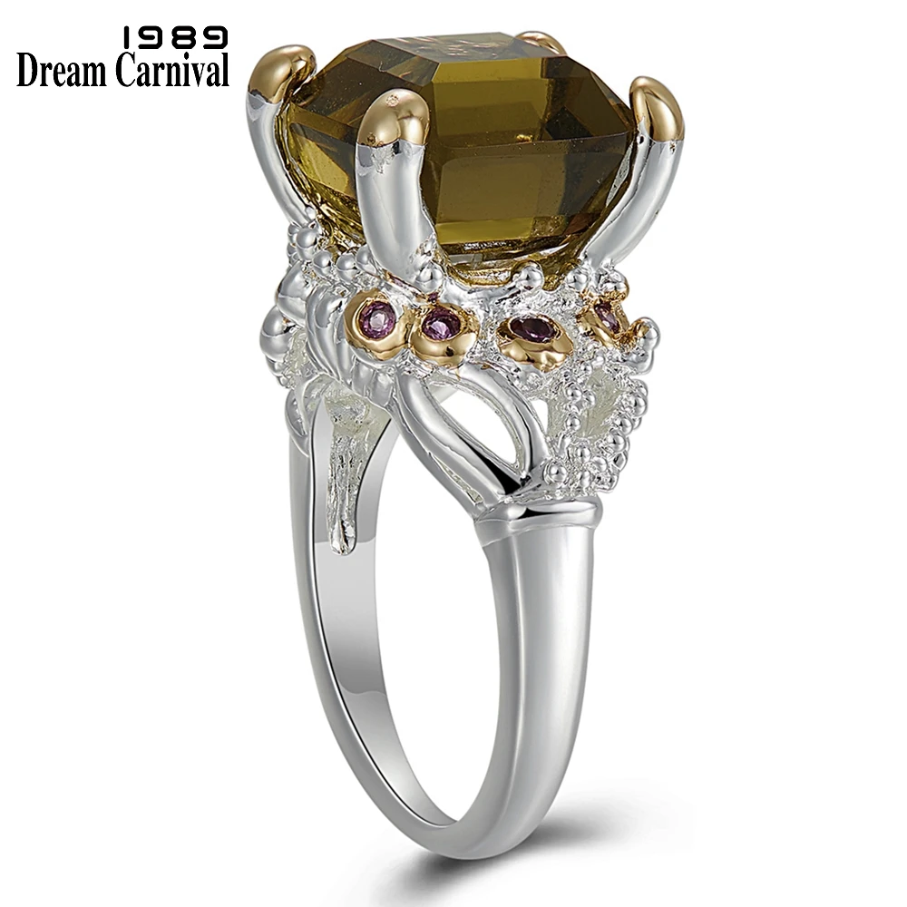 Dreamcarnival 1989 Solitaire Promise Wedding Engagement Rings For Women Two Tones Colors Hot Pick Zircon Female Jewelry WA11759