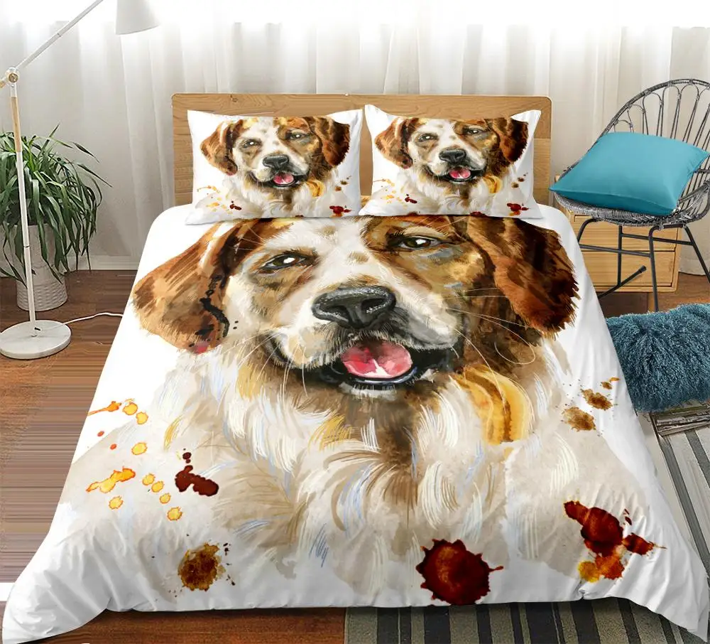 

3D Golden retriever Duvet cover set Cute Animals pet bedding set dog Quilt cover 3pcs Bedclothes kids Home textiles queen