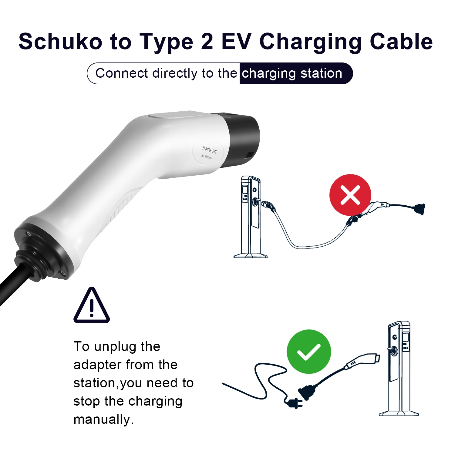 Convertitore da 16A tipo 2 a presa shuko ev plug convertitore EVSE Chagring Adapter caricatore EV