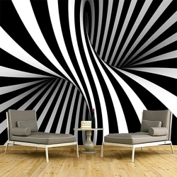 Custom 3D Mural Wallpaper Abstract Black And White Swirl Wall Paintings Modern Art Wall Paper Sticker For Living Room Home Decor