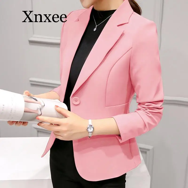 Doanh Nhân Lịch Lãm Áo Khoác Nữ Phong Cách Công Sở Chính Thức 2020 Phụ Nữ Full Tay Làm Áo Khoác Blazer Nữ Áo Khoác Thường 6 Màu Xanh Da Trời