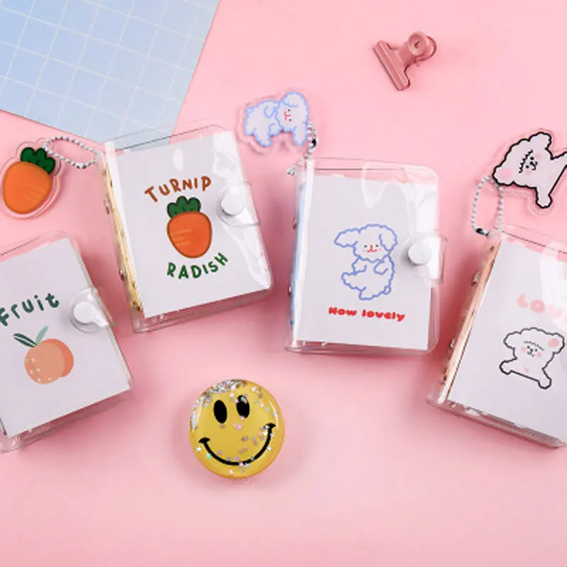 Mini PVC 3 Loch Lose-blatt Binder Transparent Notebook Zeitplan Buch Planer Mit Doppel Tasche