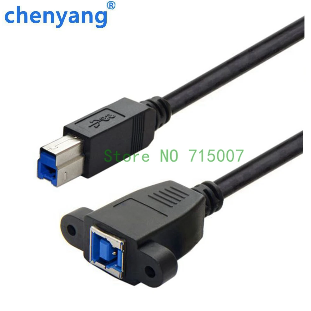 

Screw Lock Panel Mount USB 3.0 USB3.0 Type B Male to Female m/f Extension Printer HDD Enclosure Cable Cord Black Shielding 50cm