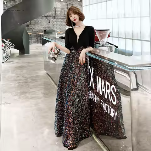 Evening Dress 2024 New Fashion Dress Celebrity Evening Dresses A-Line Sequin Dresses Woman Party Night Dress Customized