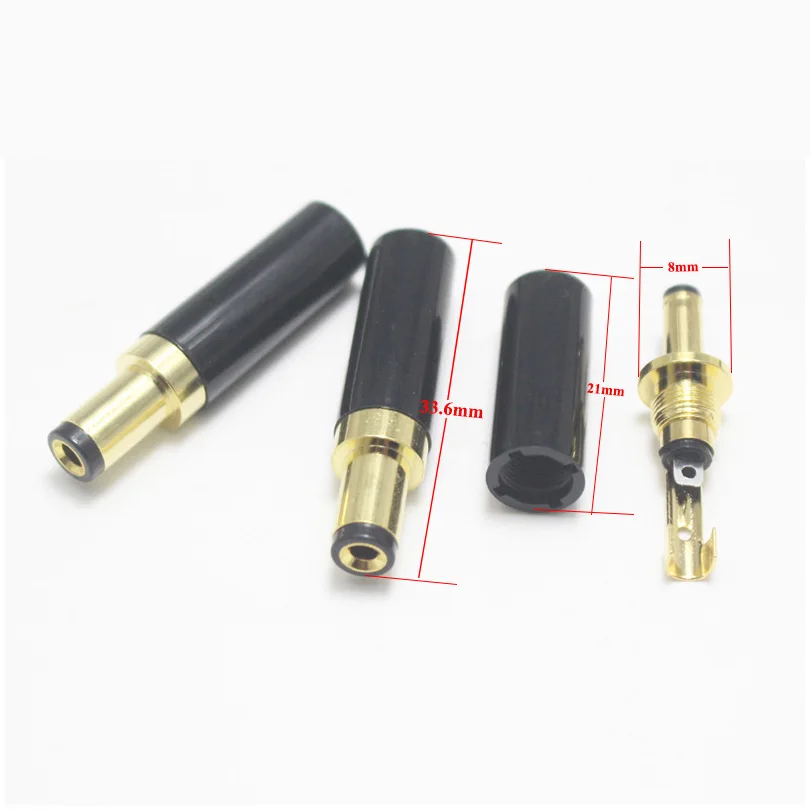 1Pcs Gold Plated 5.5 x 2.5 / 5.5 x 2.1 / 3.5 x 1.35 mm DC Power Jack Male Plug Connector for Welding Linear Power Output Line