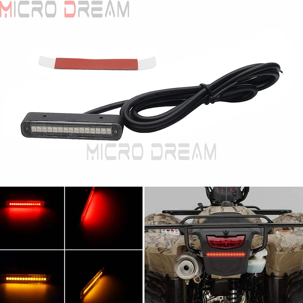 

Universal Motorcycle Red Amber Mini Strips DC 12V LED Tail Brake Stop Turn Signals License Plate Light Integrated Car SUV Lamps