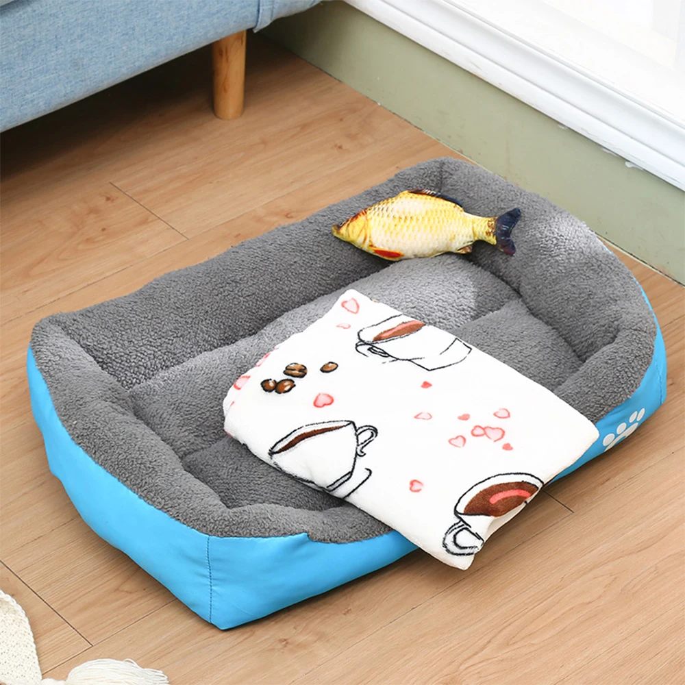 XS-XXL Dog Bed for Small Medium Large Dogs Warming Washable Rectangle Pet Beds Waterproof Bottom Soft Fleece Sofa House Colorful
