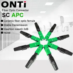 ONTi-SC APC Fibra Óptica Conector Rápido, Adaptador De Modo Único, Conector Rápido De Fibra FTTH, Montagem De Campo, 50-400Pcs