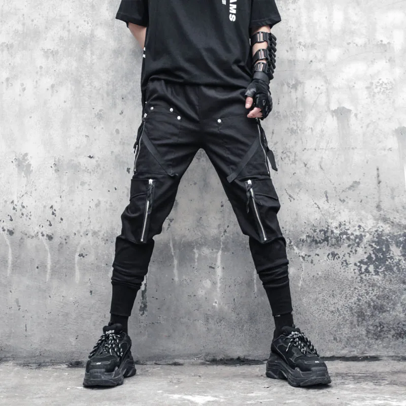 Overalls MSM function tactical pants zipper pockets beam foot height of pants