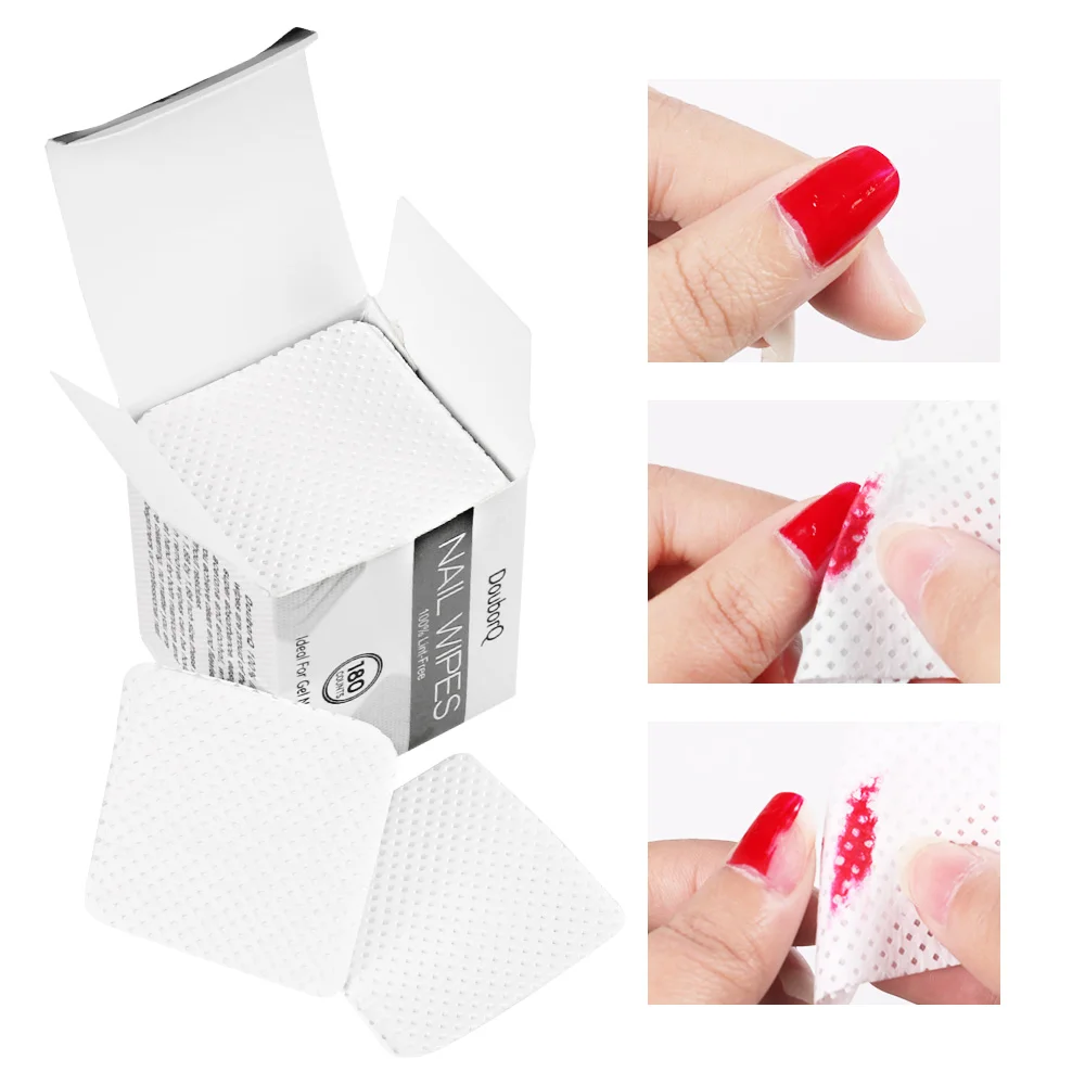 Lingettes dissolvantes pour vernis à ongles en coton non pelucheux, nettoyant pour pointes de gel UV, tampon de papier, livres de vernis N64.Polish, outils de manucure, boîte de 180 pièces