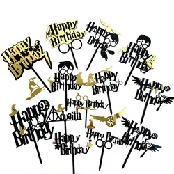 Dark Cartoon Happy Birthday Acrylic Cake Topper Cute Boy Witch Cake Topper For Kids Birthday Party Cake Decorations Baby Shower