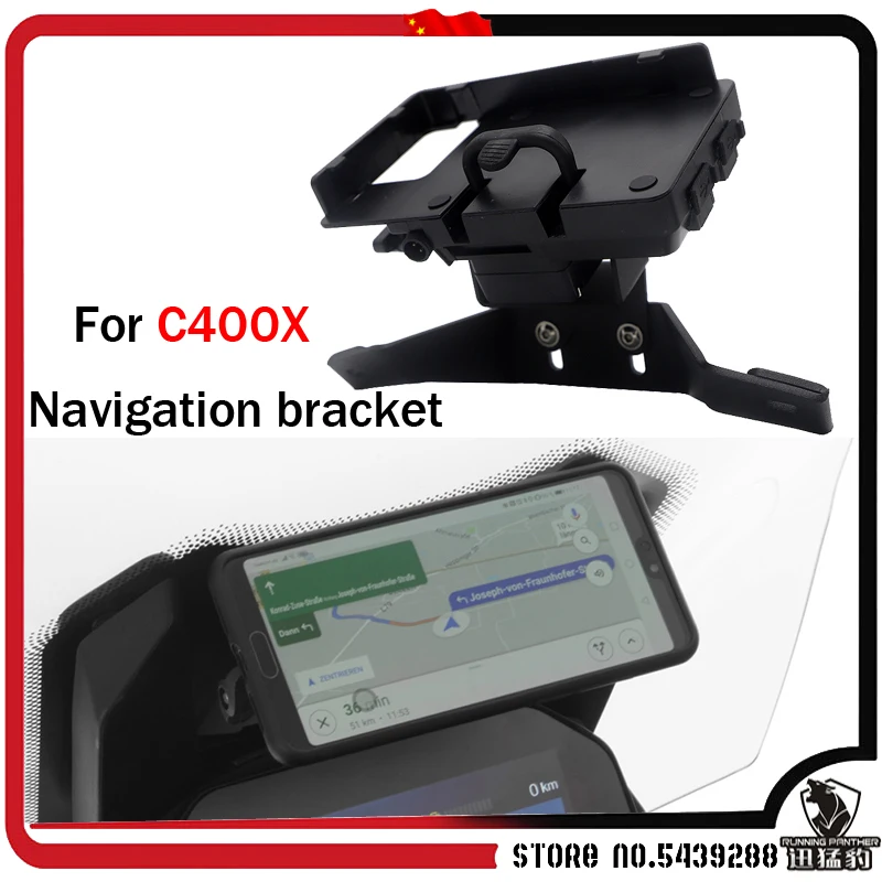 Motorcycle Front Phone Stand Holder Smartphone Phone GPS Navigaton Plate Bracket USB and Wireless charging For BMW C400X C 400 X