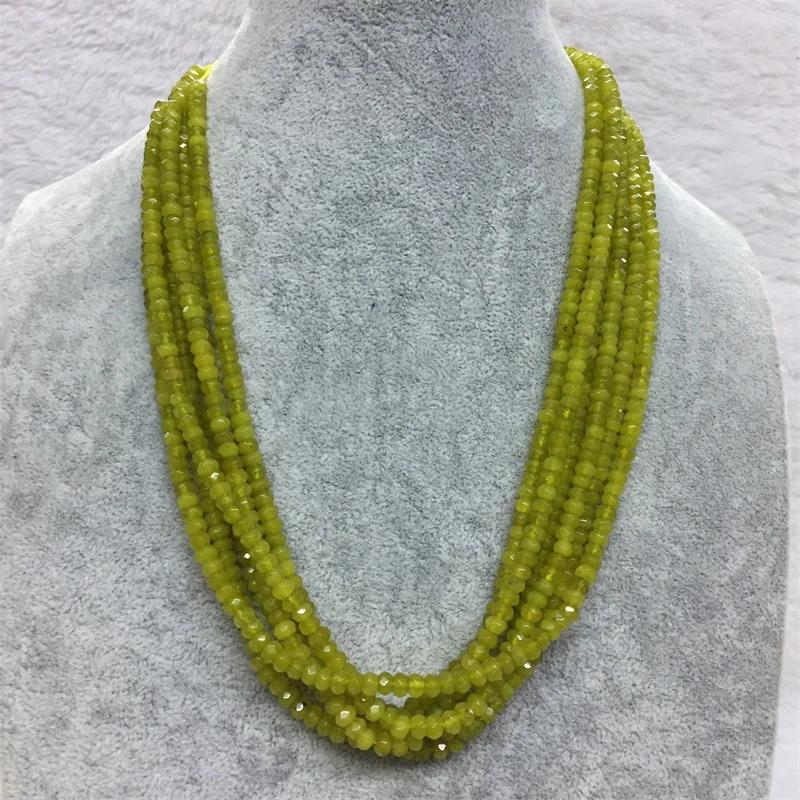 Luxury Olivine Green Necklace Peridot Color 1/3/6Strands Adjustable Multilayer Faceted Beaded Chain Choker for Prom Gift