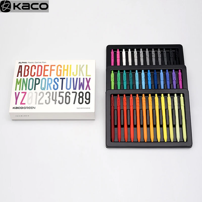 

Kaco 36pcs/Set Gel Pens Colored 0.5MM Black Ink Refills Rods Creative Letter Stylo STATIONARI School Offce Writing caneta SUPPLI