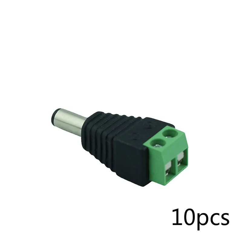 10 Pcs 12V 2.1 x 5.5mm DC Power Male Plug Jack Adapter Connector Plug for CCTV single color LED Light