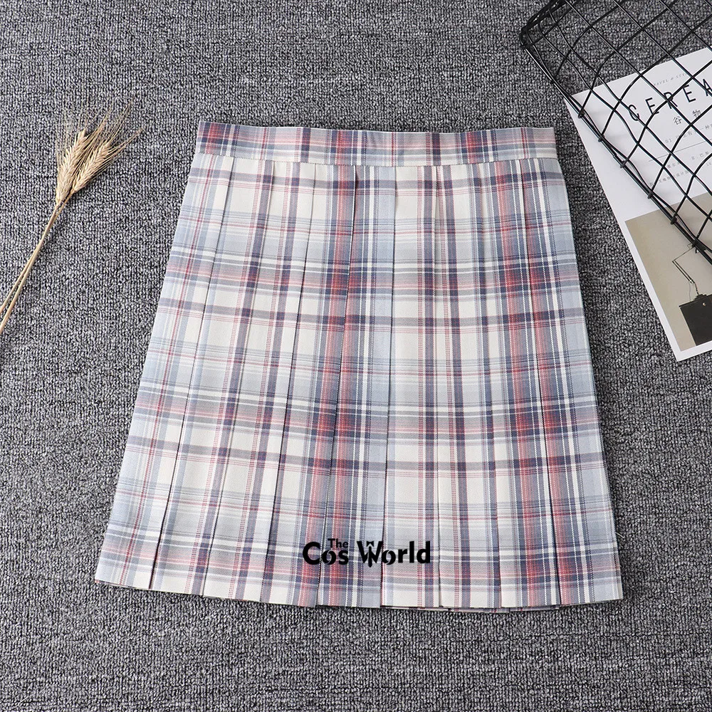 [QiuYe] Girl's Summer High Waist Pleated Skirts Plaid Skirts Women Dress For JK School Uniform Students Cloths