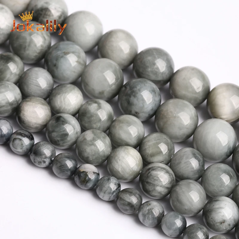 

Natural Gray Hawk Eye Stone Eagle Eye Beads Round Loose Spacer Beads For Jewelry Making DIY Bracelet Accessories 6 8 10 12mm 15"