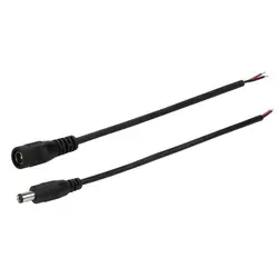 Cable de alimentación DC Pigtail de 12V, Cable de cobre de 5,5x2,1mm, conectores macho hembra para controlador LED, DVR, Monitor retrovisor