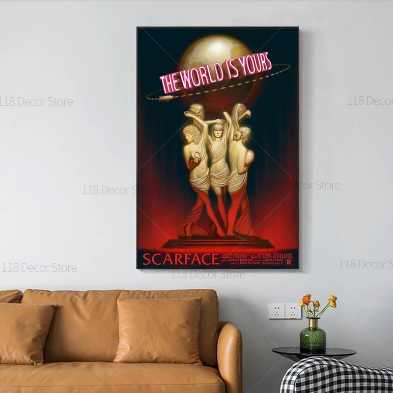 The World Is Yours Scarface Retro Trippy PSYCHEDELIC Oil Painting Posters And Prints On Canvas Wall Art Picture For Living Room